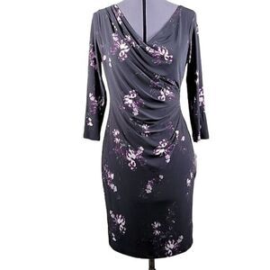 Ralph Lauren Black Floral Party Dress Sz 6P